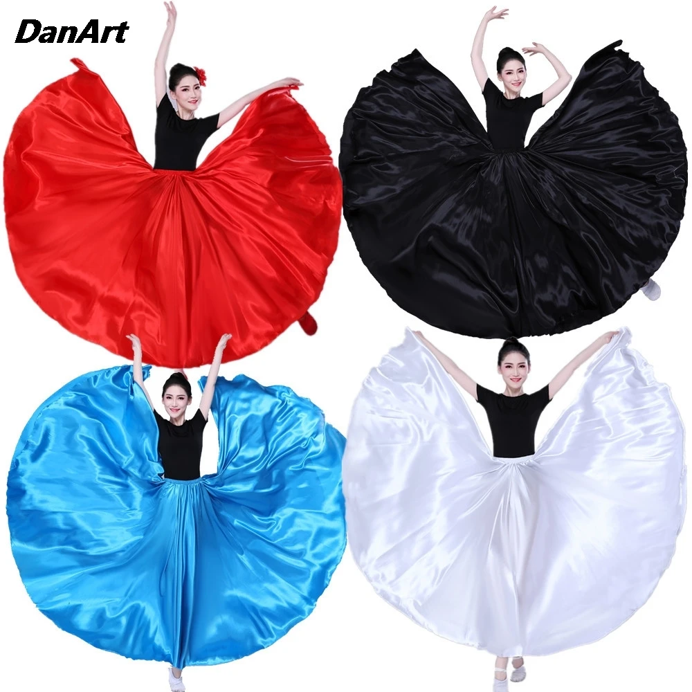 19 Colors Opening Dance Performance Dress Practice Wear 360/540/720 Degree Satin Skirt Women Belly Dance Long Skirts Dancer