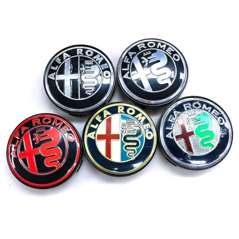 4pcs 65mm 56mm 60mm For Alfa Romeo 147 156 159 Car emblem Wheel hub Center Cap Badge covers sticker Decals Styling accessories