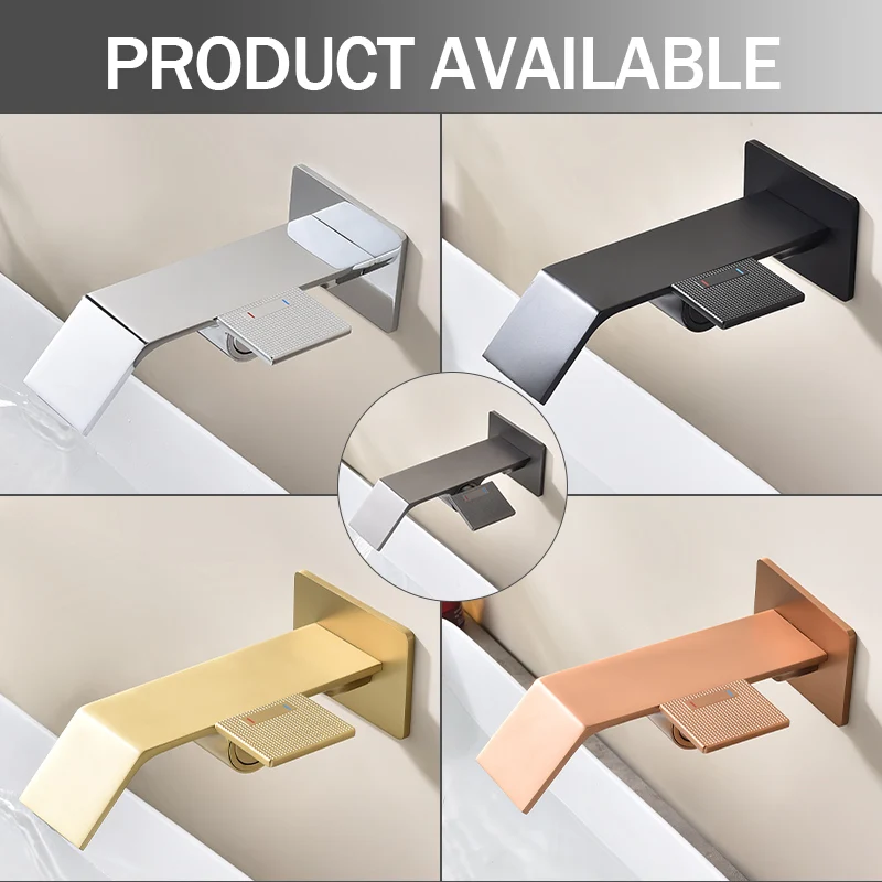 Concealed Basin Faucet Rose Gold Cold Hot Mixer Side Switch Faucet Solid Brass Wall Mounted Metal Grey Chrome Black