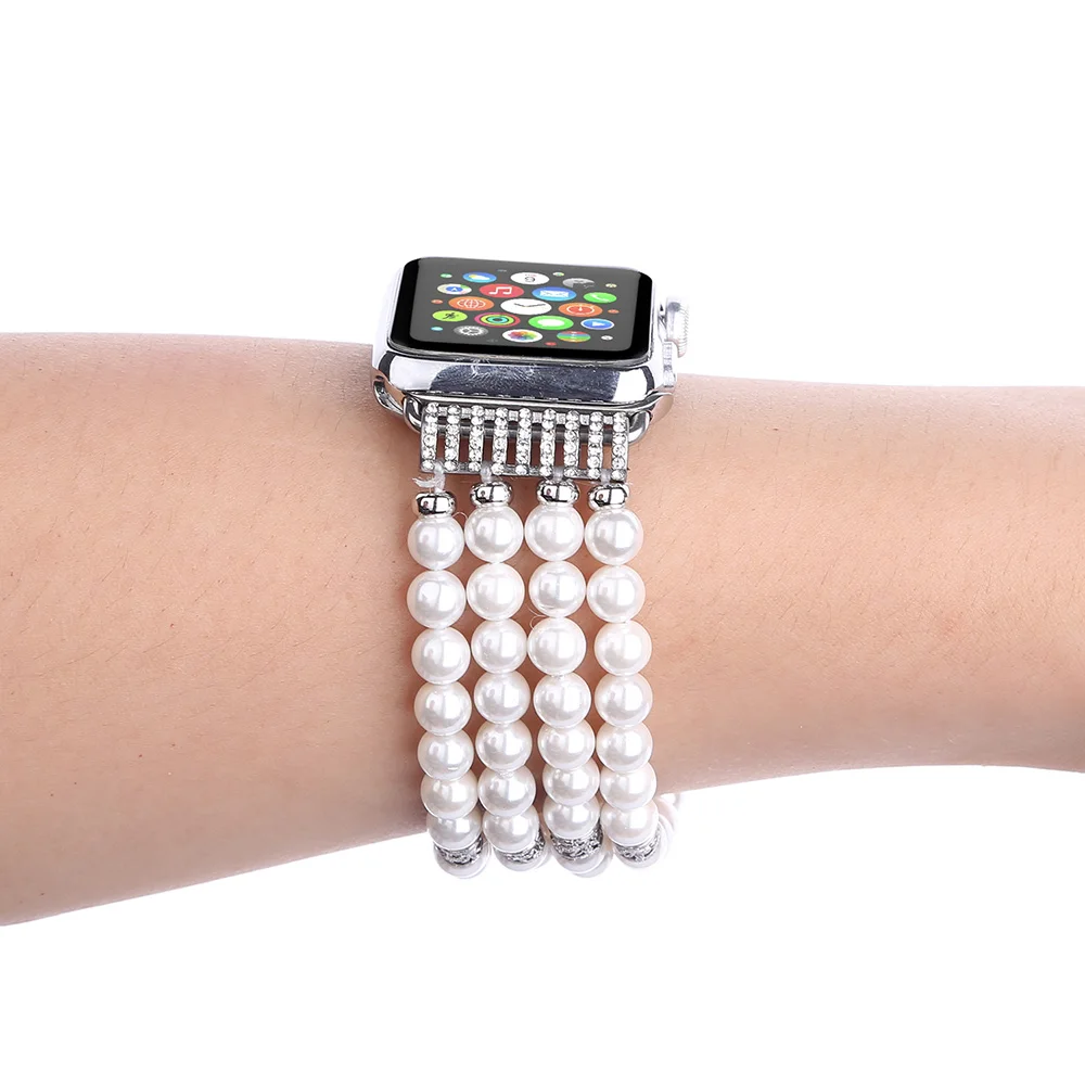 Pearl Strap For Apple watch Band UItra/2 10 9 8 7 45mm 41mm Pearl Chain Multi Color Bracelet Band iWatch 6 5 4 SE 44mm 42mm 40mm