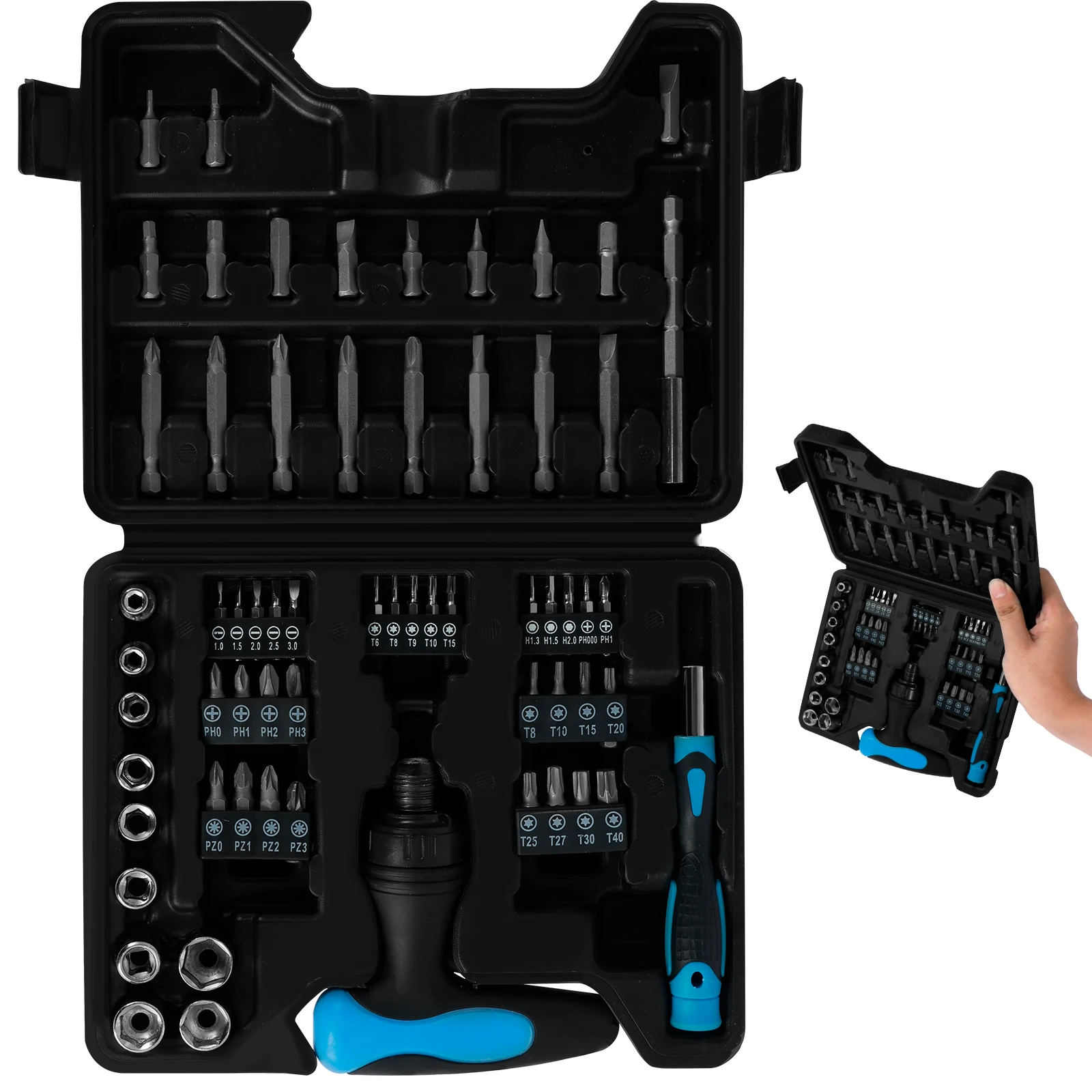 Ratchet Screwdriver Set Carbon Steel Screwdriver Tool Kit Sturdy Screwdriver Bits and Socket Set with Case Professional