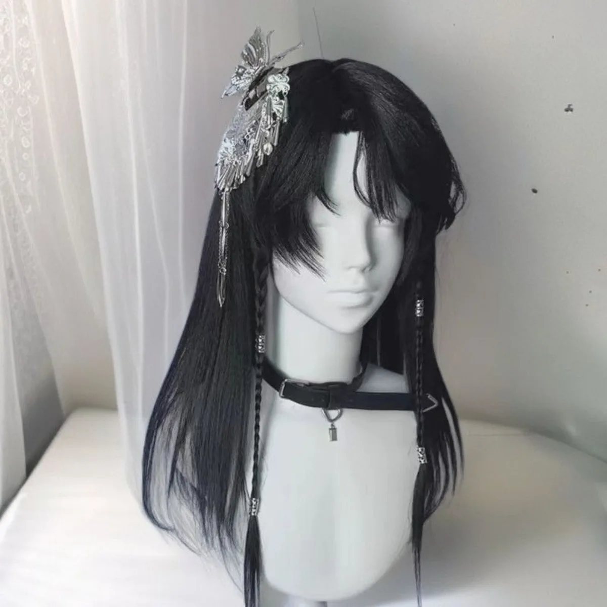 

Shen Jianqing Ancient Chinese Style Cosplay Wig: Long Straight Hair with Comic Bangs Full Headset