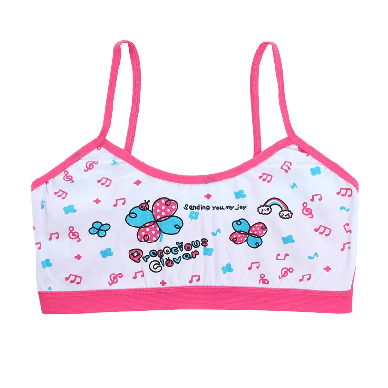 Teenage Girls Small Bra Vest Cotton Floral/Panda/Rainbow Children Underwears Kids Singlets Purbery Student Camisole Training Bra