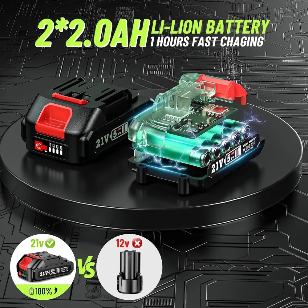 Obeng Ratchet Tanpa Kabel 3/8 inci: Torsi 58 Ft-lbs, 400 RPM, Ringan, Leher 6 inci, 2 Baterai, Soket & LED