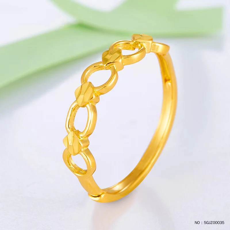 

1pcs 999 Pure 24K Yellow Gold Ring For Women 5G Square Full Star Band Ring US 1.78-1.85g