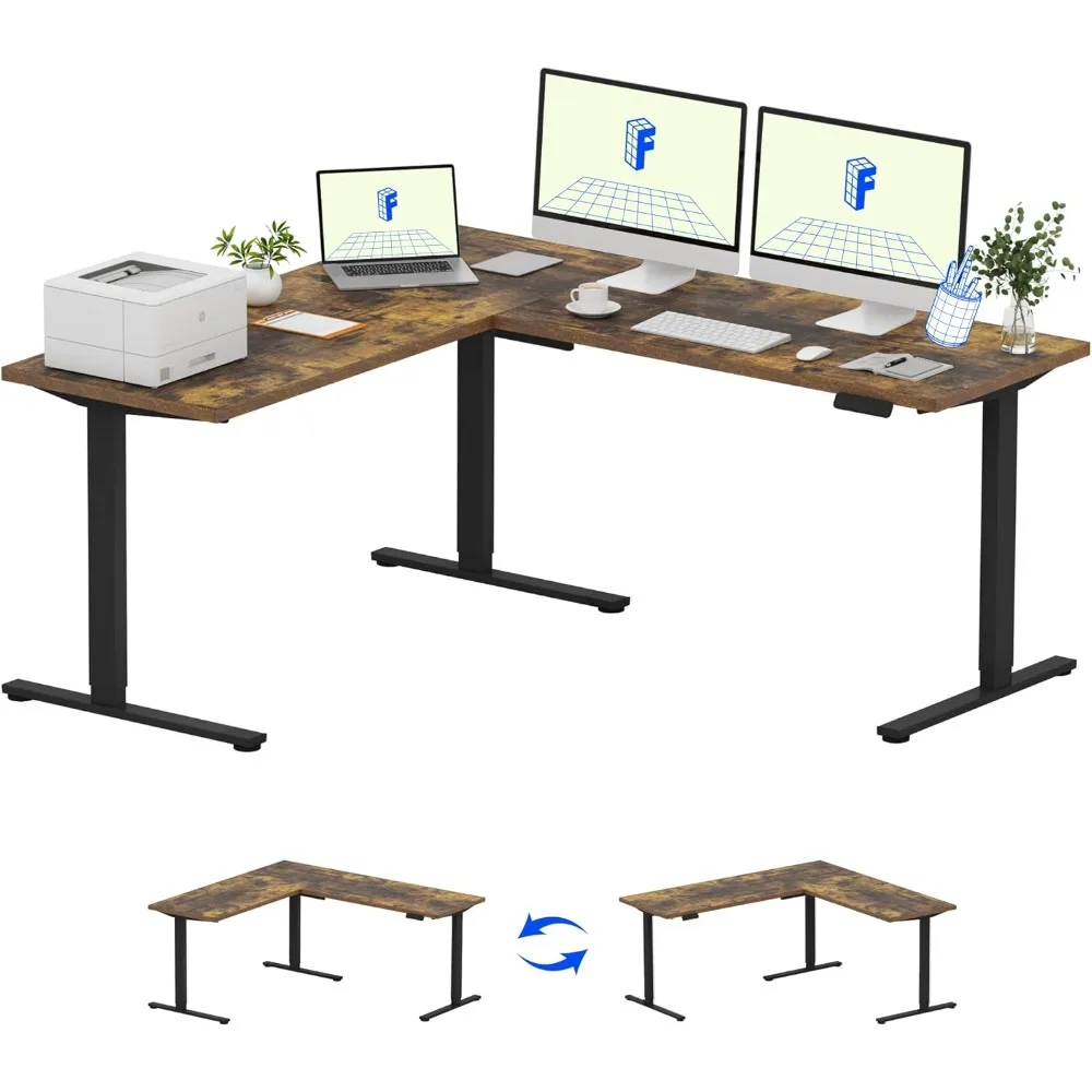 

Electric Corner Desk, 71" x 63" L-Shaped Adjustable Height, Sit-Stand Computer Workstation with Preset Controller