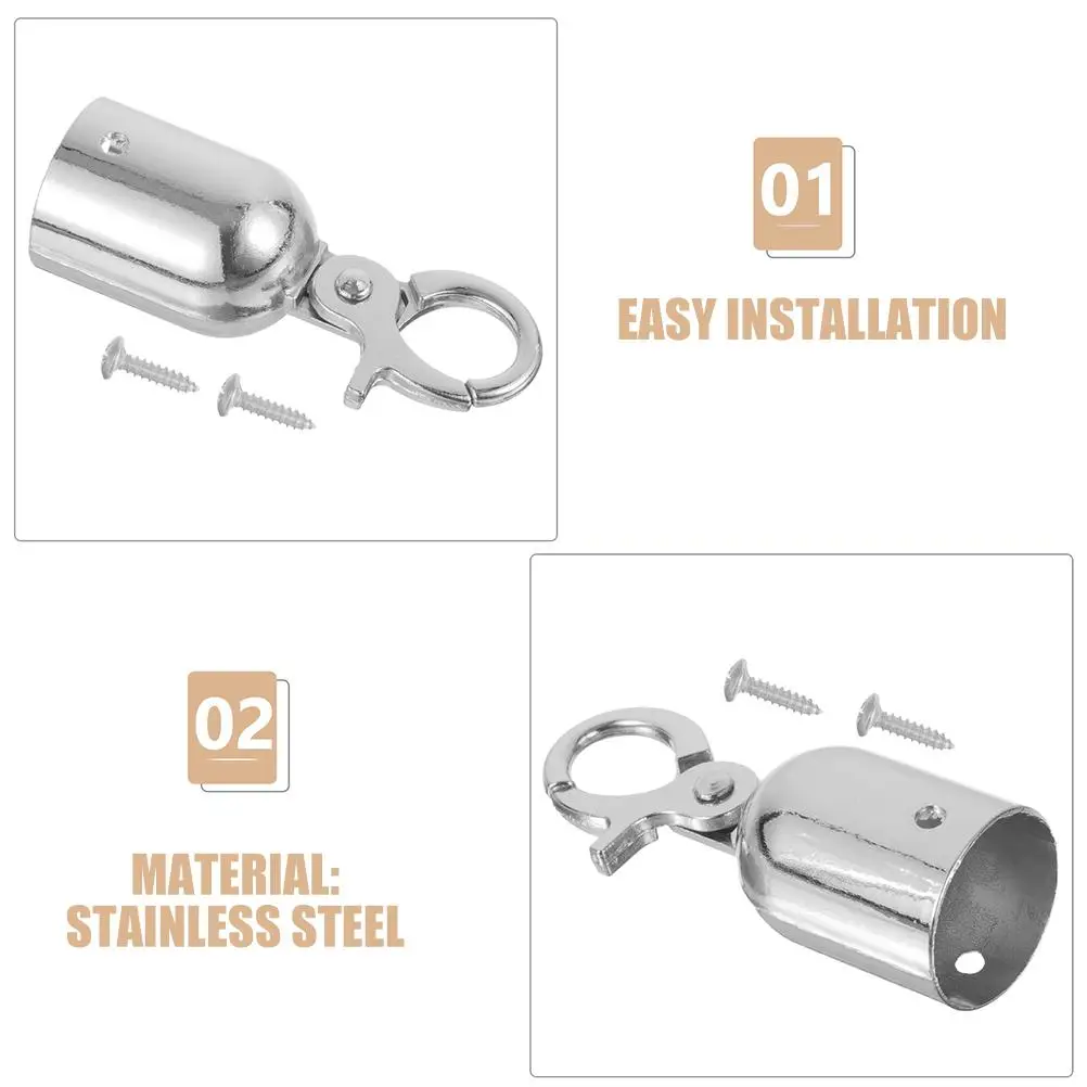1 set Rope End StopperStainless Steel Guardrail Snap Hook Metal Accessories Cord Ends Cap Easy Installation Versatile