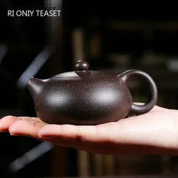 130ml Raw Ore Black Gold Sand Xishi Teapot Yixing Purple Clay Beauty Tea Pot Handmade Ball Hole Filter Tea Maker Zisha Teaware