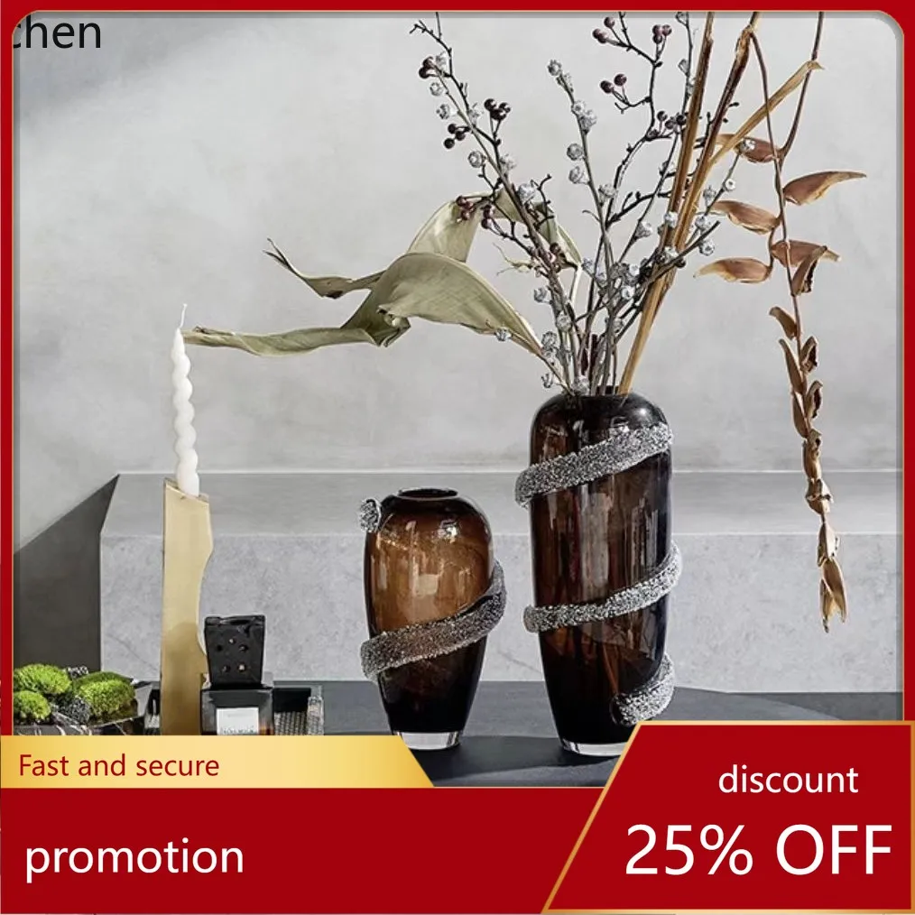 

Zml modern living room, dining room, hotel showroom desktop decoration glass vase matching combination set