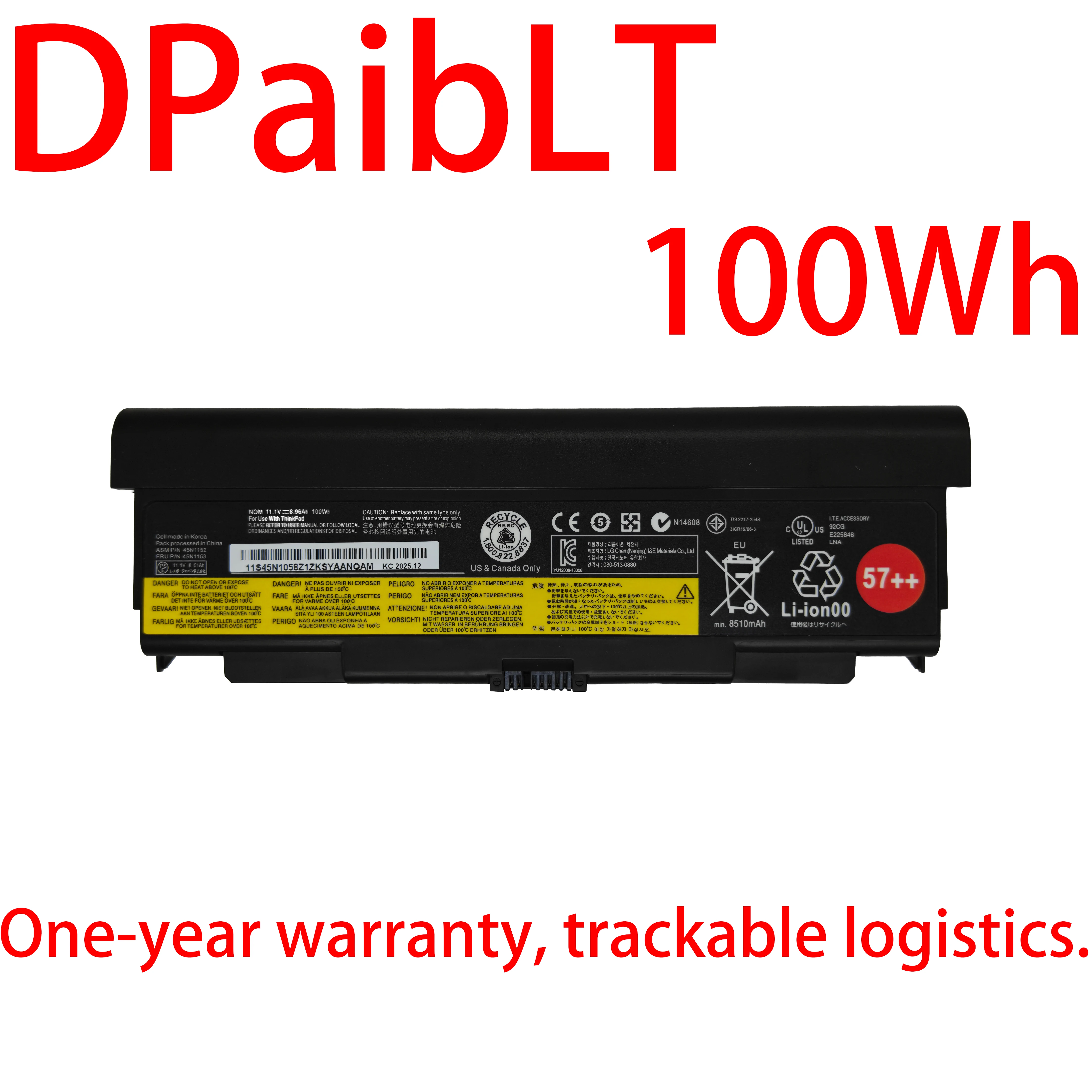

Новый аккумулятор DPaibLT 100Wh 11.1V 45N1152 45N1153 45N1149 45N1145 45N1160 для ноутбуков Lenovo ThinkPad T440P T540P W540 L440 L540