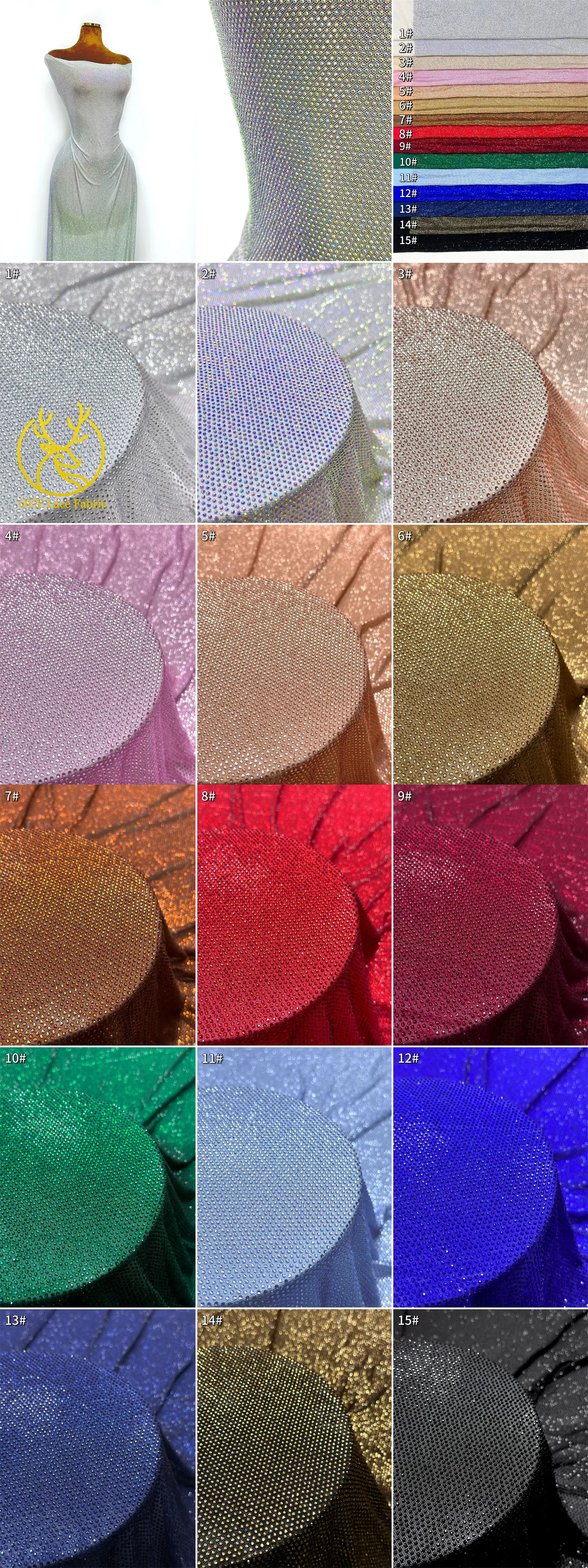 Luxuriöser Glas-Strass-Spitzenstoff im afrikanischen Stil, 2026 französischer und nigerianischer Stretch-Spitzenstoff, Party-Kleid, in 1 Yard genäht. – Detail 3