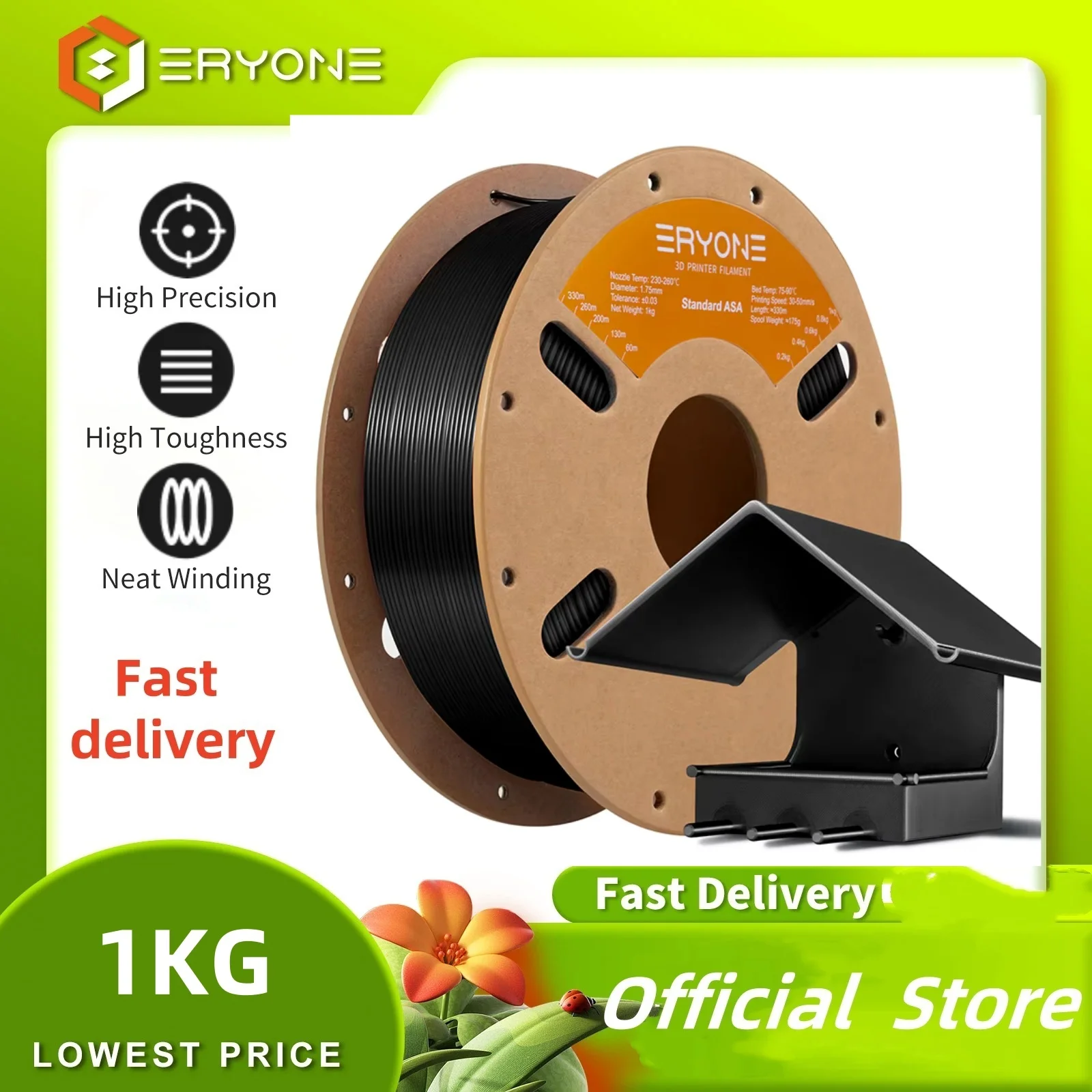 

ERYONE 1KG ASA Filament Premium Big Sale 3D Print,black white,asa filament,1.75mm,1KG/Spool