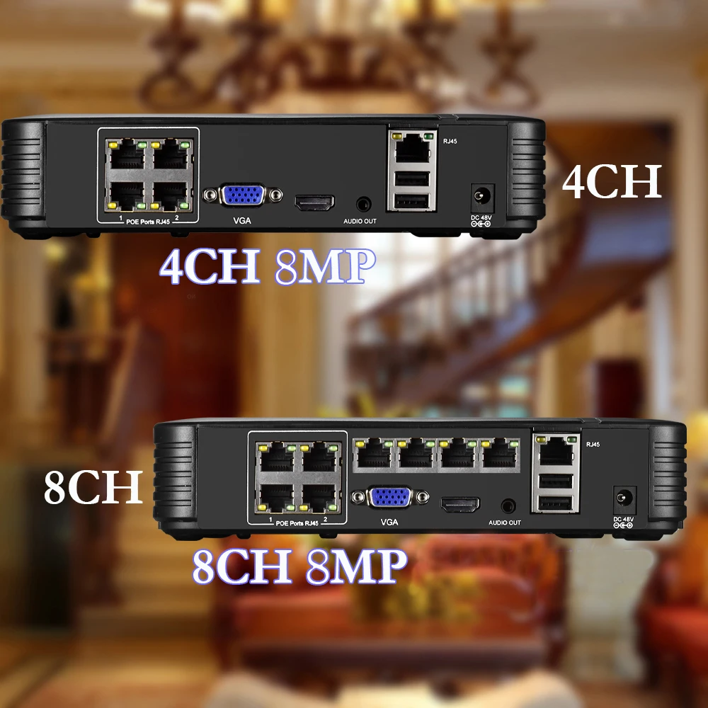 Gadinan-Grabadora de vídeo de red de Audio para seguridad al aire libre, 8CH, 4CH, POE, NVR, 4K, 8MP, 5MP, H.265 +, detección facial, para casa,