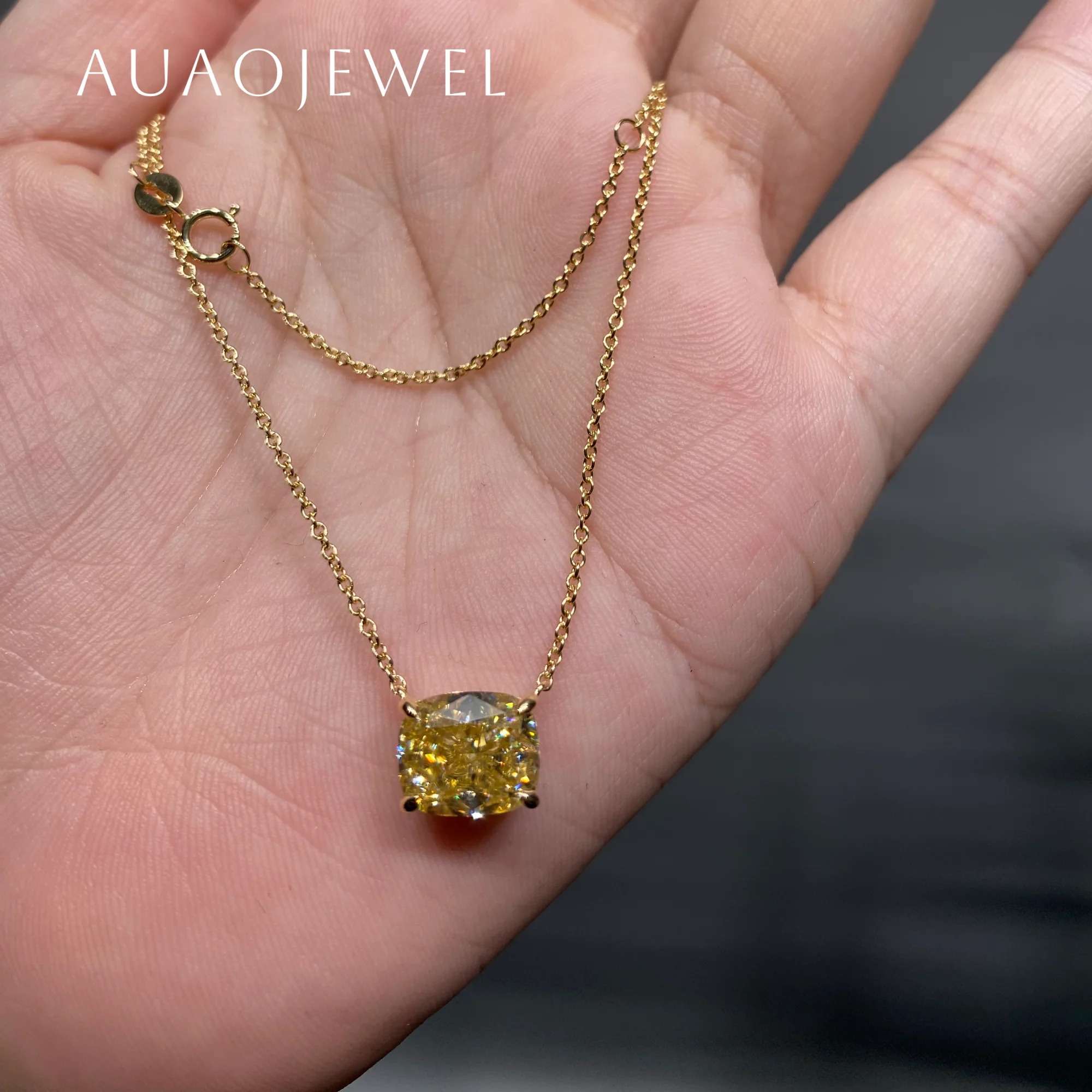 

AUAOJEWEL 3.8Carat Moissanite Cushion Pendant Necklace Women Luxury 14K 9K 18K 10K Gold Chain 925 Silver Sterling Jewelry Gifts