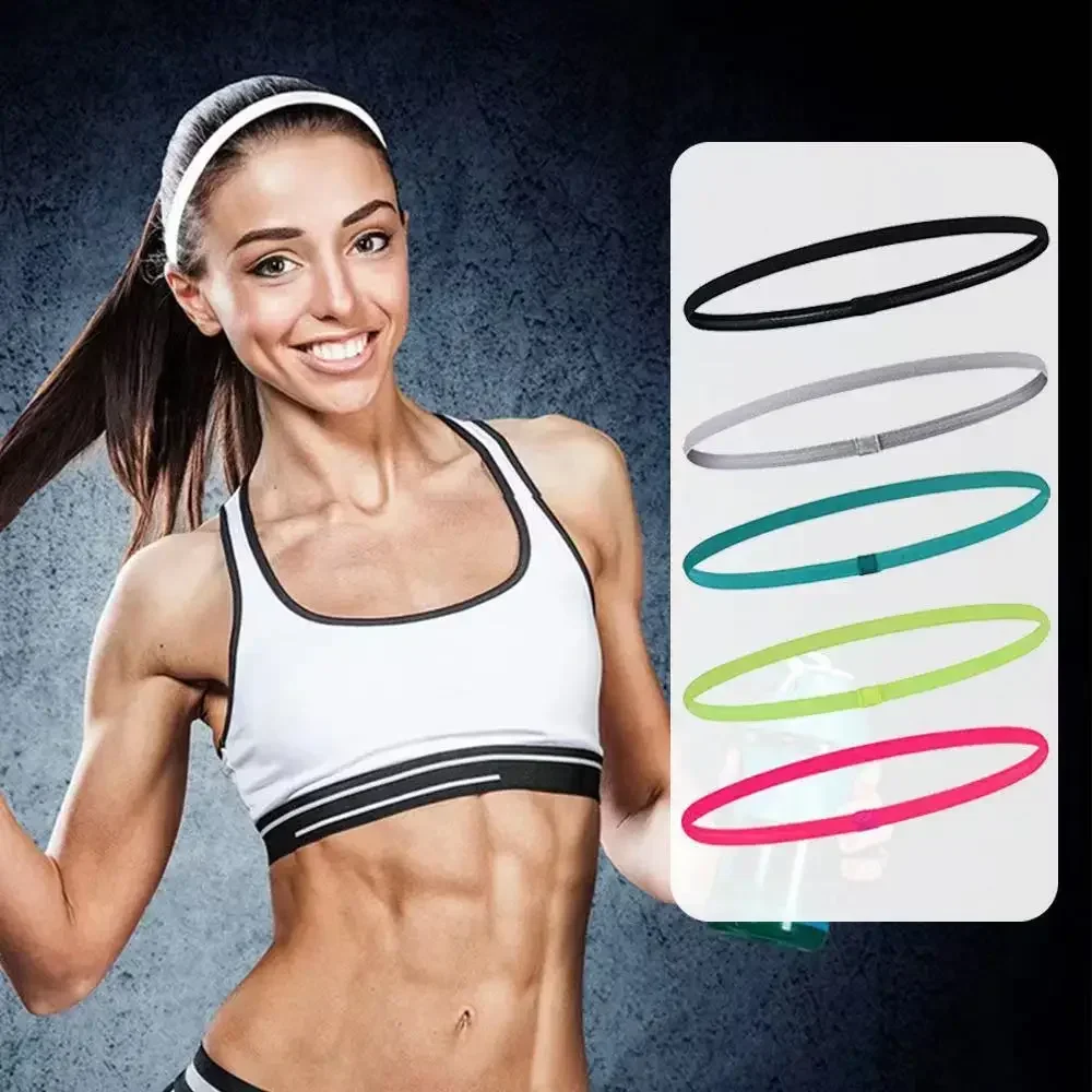 1PC Simple Unisex Sports Hairband Non-Slip Silicone Strip Sweat Guide Elastic Headbands Yoga Running Fitness Hair Accessories