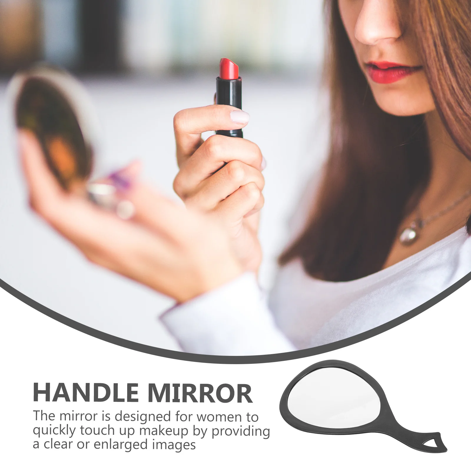 

1Pcs Handheld Round Mirror Fashion Portable ABS Glass Mirror for Women Daily Use Gift Creative Accessory