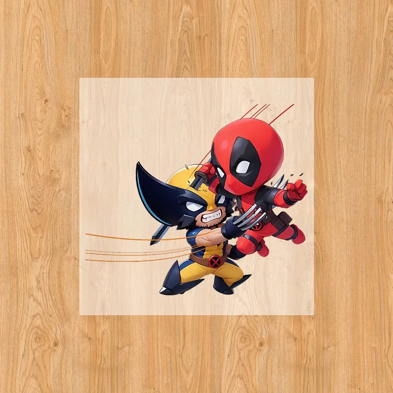 Deadpool & Wolverine stiker Transfer panas T-shirt Hoodie pakaian DIY anak-anak lucu Anime Marvels Patch besi Transfer Decal hadiah