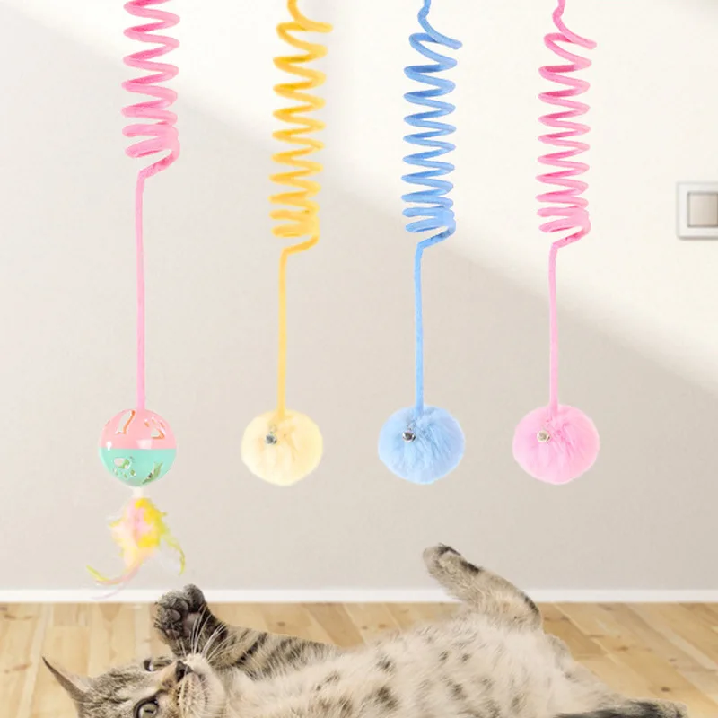 

Pet suction cup spring plush ball feather cat trailer pet interactive tension spring cat toy ball cat interactive sports toy