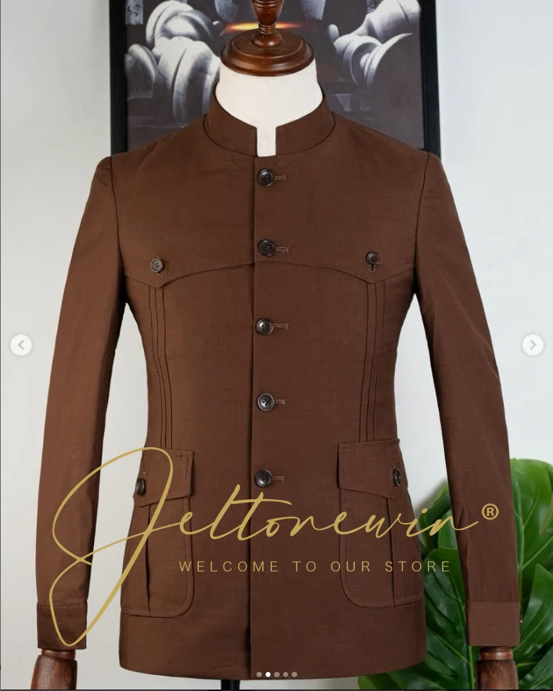 Men's Brown Two Piece Suit wit - đánh giá và giá Men Formal Wear Brown