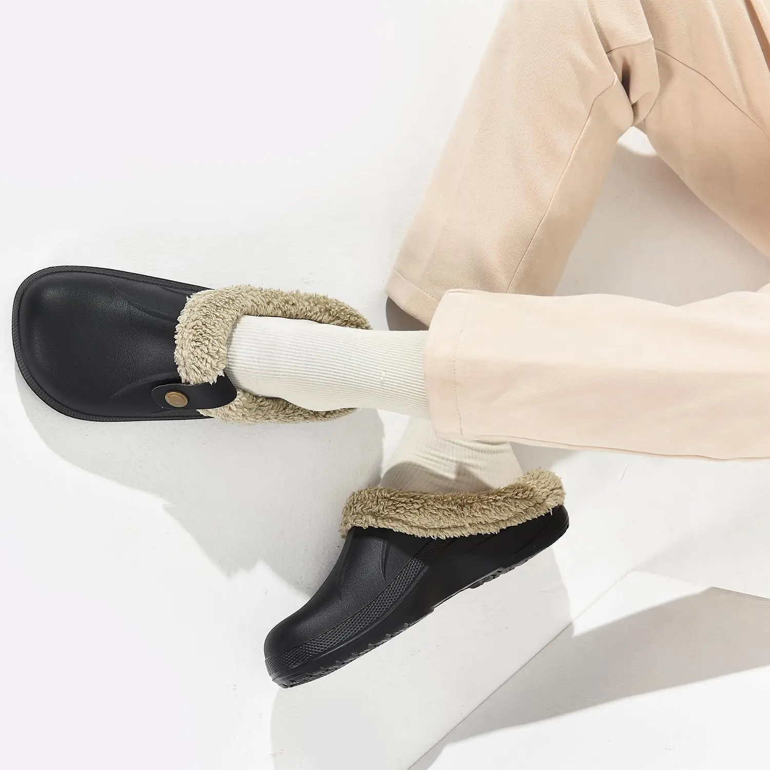 Neue Männer wasserdichte Hausschuhe Frauen Männer Pelz Clogs Hausschuhe Winter Männer Gartens chuhe Outdoor Anti-Rutsch-Panto letten Indoor Soft House Schuhe – Detail 3