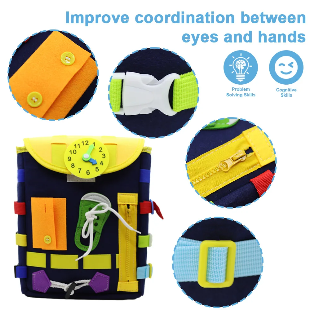 Giocattoli educativi Montessori per bambini occupato Board School Bags apprendimento sviluppa abilità motorie fini giocattoli da viaggio per bambini regali