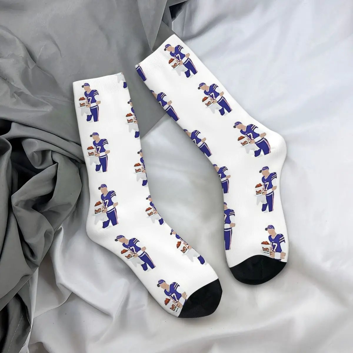 Josh Allen, Buffalo Bills, Duff\'s Chicken Wings Sticker Socks Sweat Absorbing Stockings All Season Long Socks Accessories