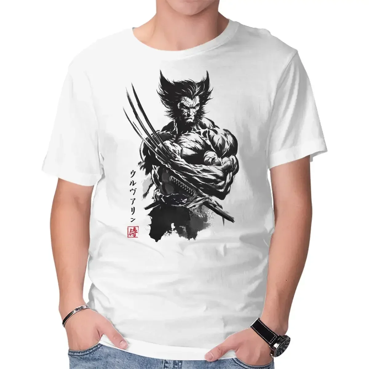 Mutant Samurai Sumi-E Unisex T-Shirts For Man Woman Couple Short Summer Tees Casual Cotton New Arrival Fashions Couple's Cloths