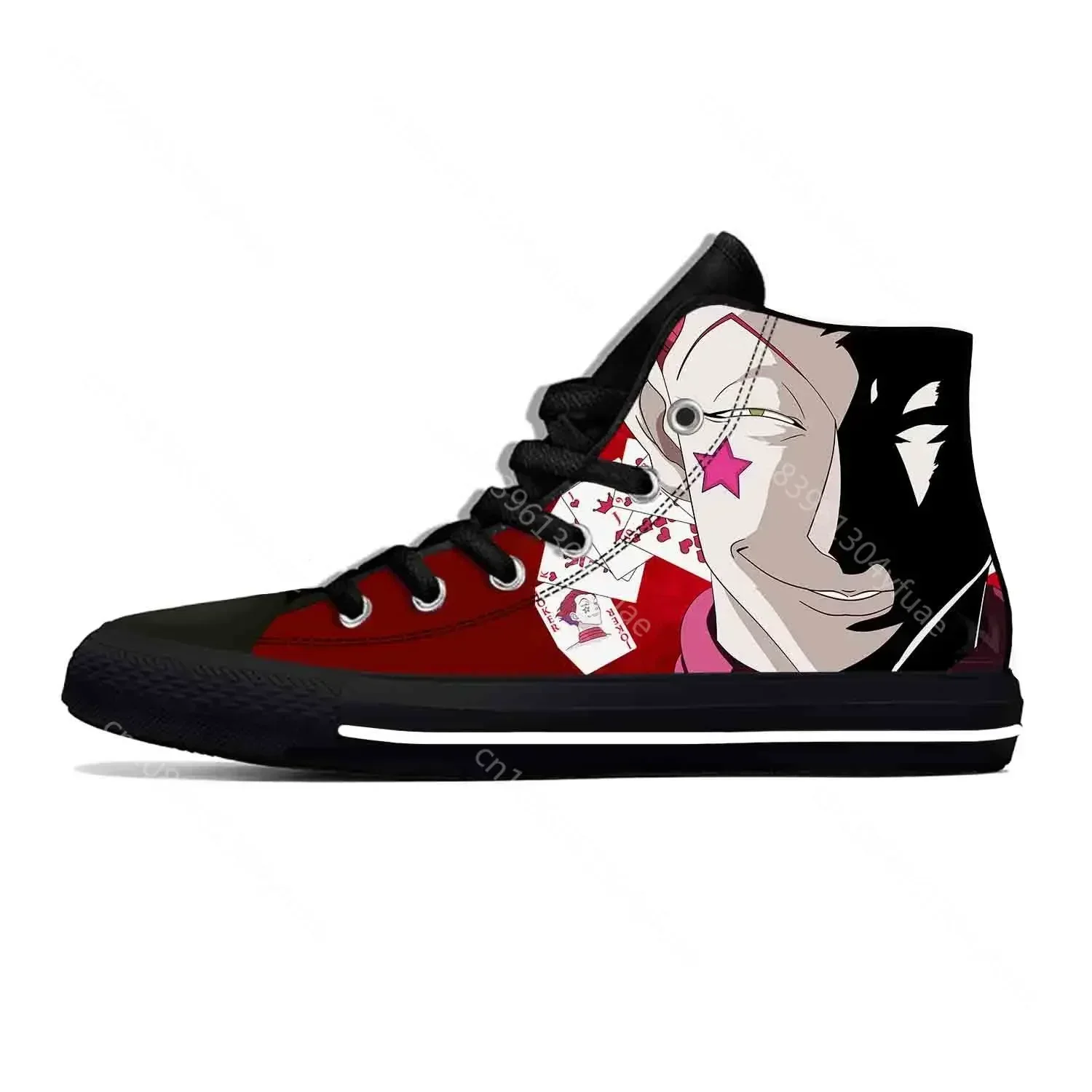 

Hot Summer Japanese Anime Manga Hunter X Hunter Hisoka Morow Casual Cloth Shoes High Top Men Women Sneakers Classic Board Shoes