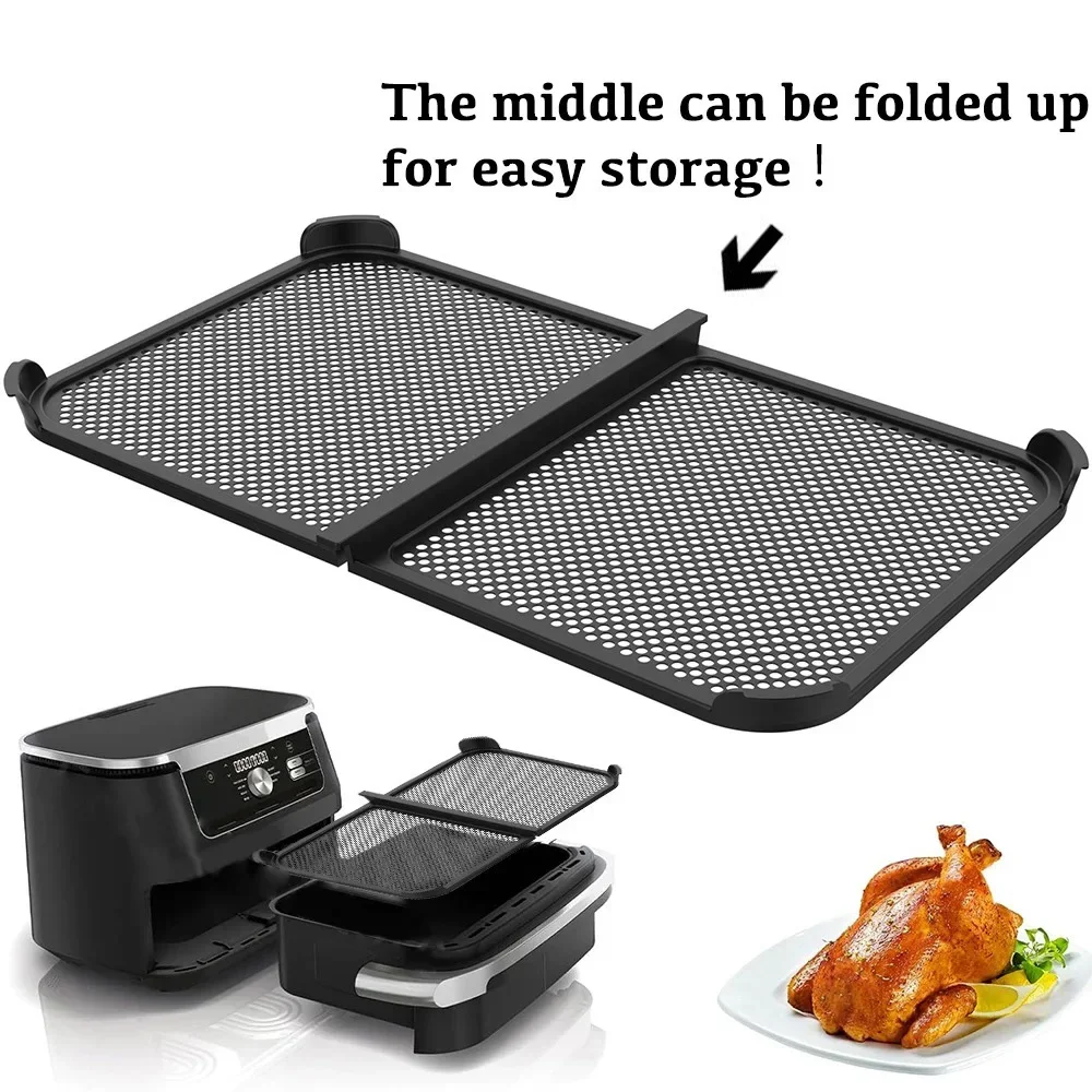 NEW Foldable Air Fryer Splatter Guard Heat Resistant for Ninja AF500 Air Fryer Reusable Foldable Oil Silicone Splatter Shield