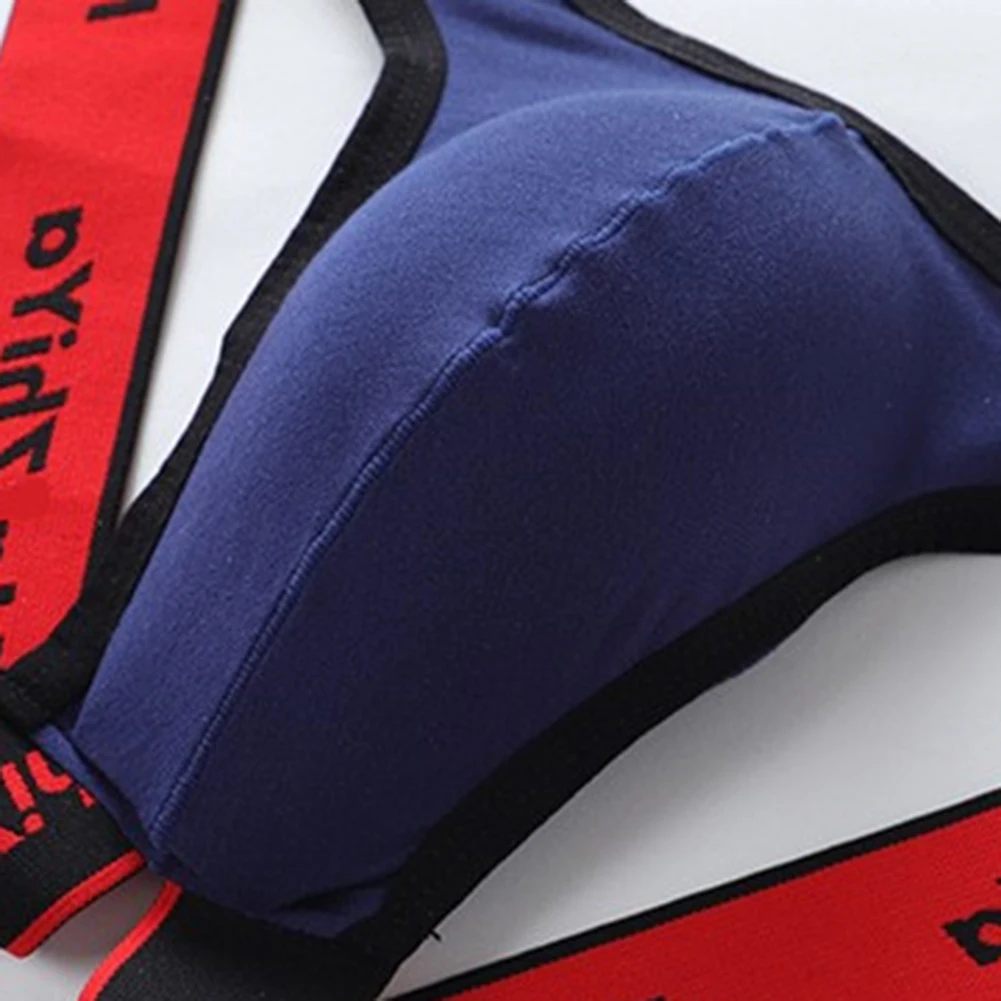 

Hot Sale Men Briefs Thong Open Butt U Pouch G-string Cotton Blend Spandex Lingerie Patchwork Low Waist Underwear