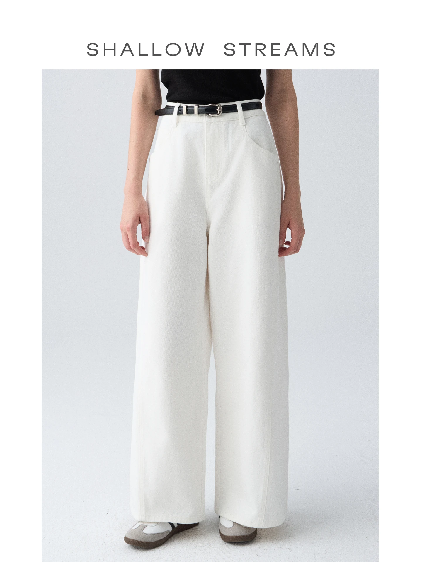 

Женские новые осенние белые джинсовые брюки с высокой талией, прямые, из чистого хлопка, широкие, стройнящие, длинные