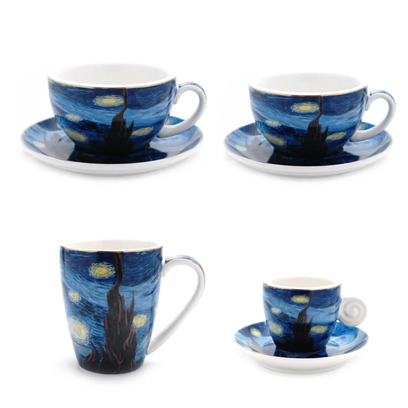 Famouspaint Van Gogh The Starry Night Series Cappuccino Latte Coffee Mug Espresso Cup Art Collection Tazas Para Cafe Desayuno