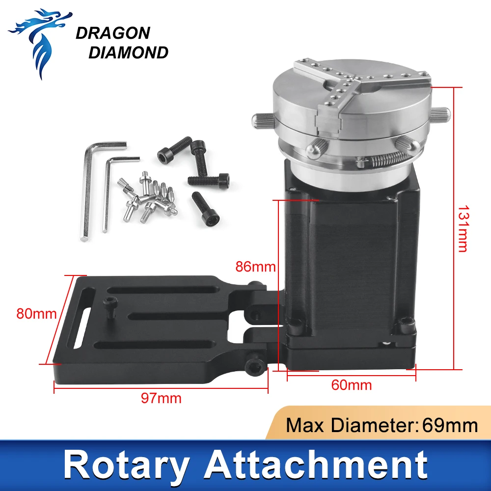 Imagem -03 - Rotary Device Acessório Diâmetro 69 mm Fixture Gripper Três Chuck Rotary Expansão Axis For Fiber Laser Marking Machine