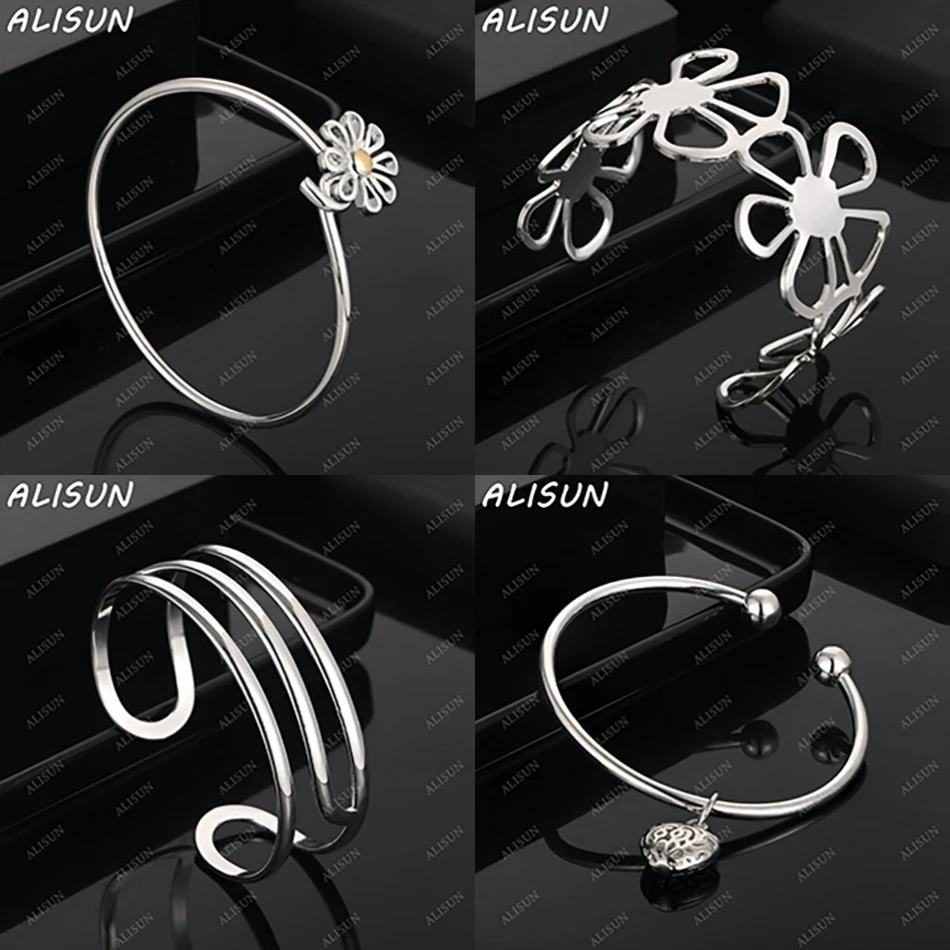 

ALISUN 925 Sterling Silver Design Bangle For Women Men Charm Trend Birthday Gifts Fashion Party Fine Jewelry