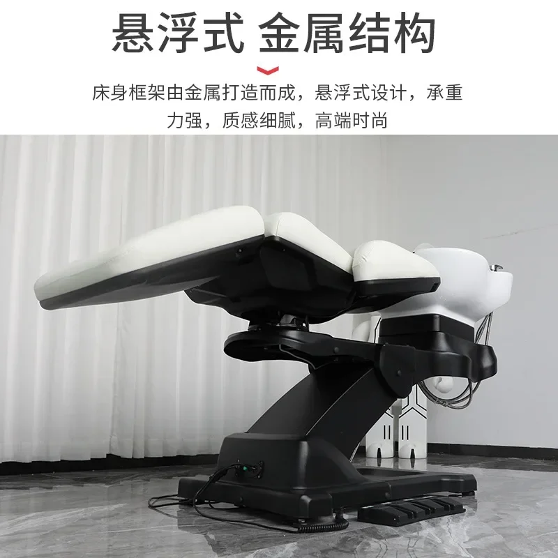 Electric Lifting High-Grade Shampoo Chair Manual Rotating Ceramic Flushing Bed