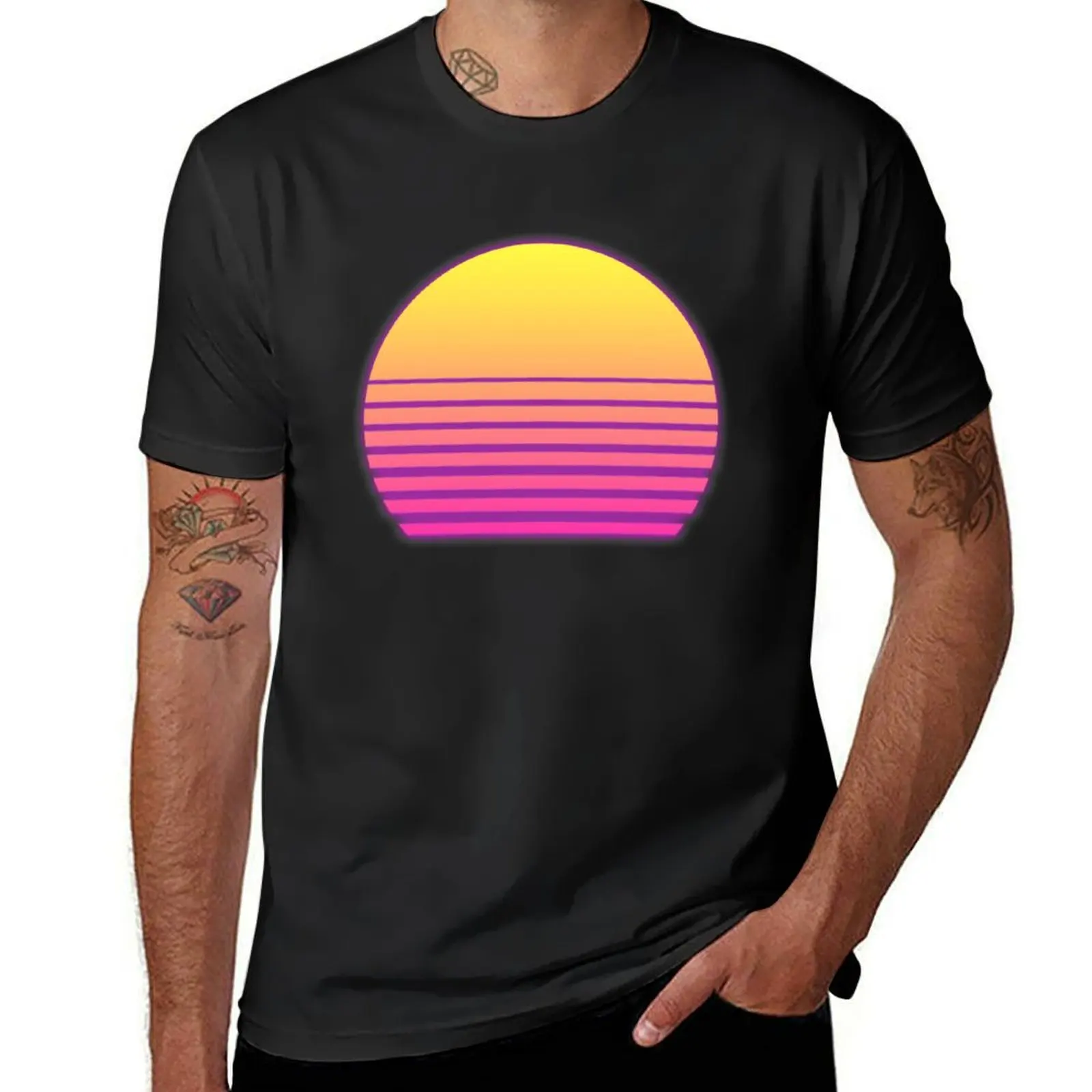 Synthwave Sun T-Shirt anime clothes quick drying graphics T-shirt men