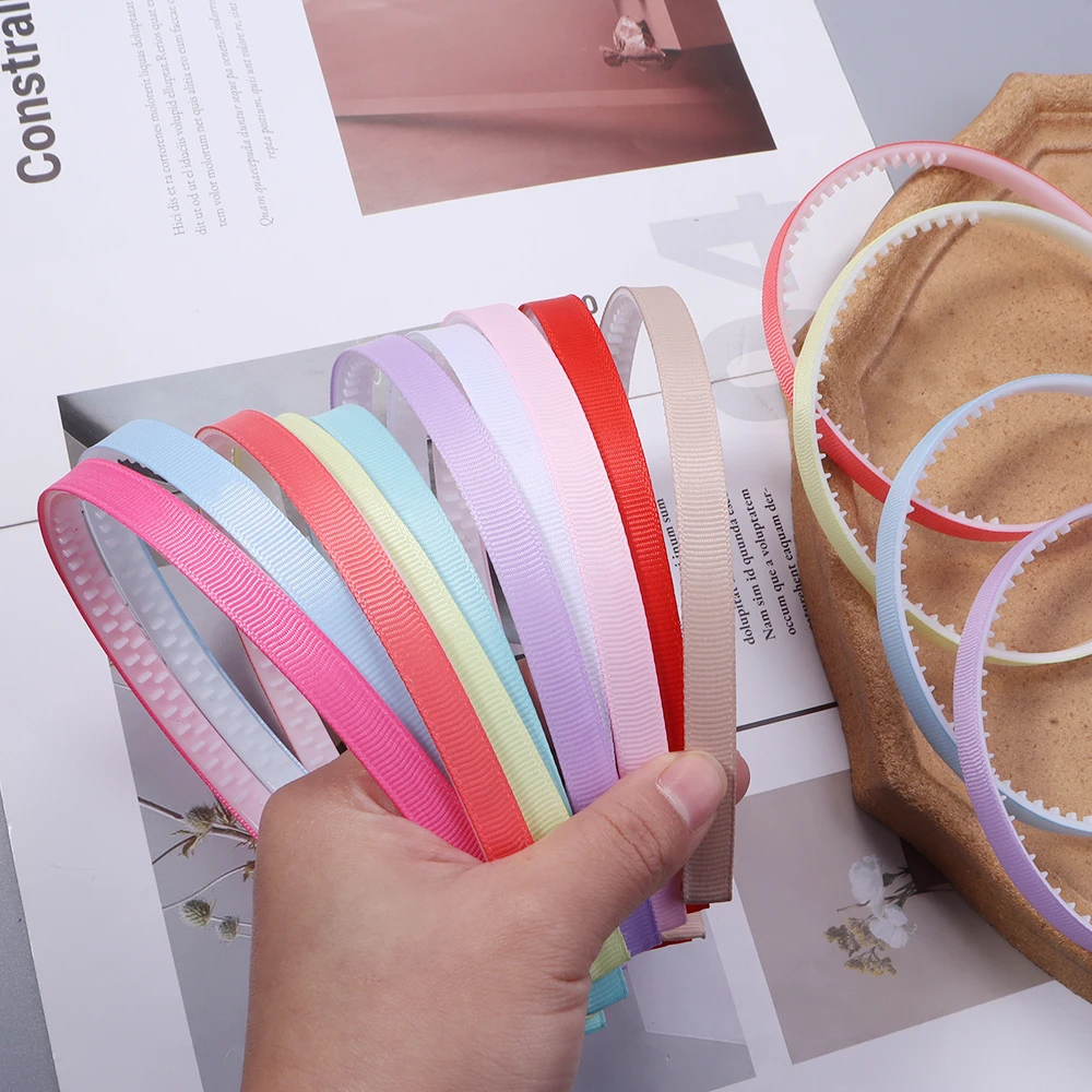 10 pz/lotto Cerchietti per capelli in resina rivestiti in tessuto satinato da 10 mm, con denti, per bambine, accessori per capelli