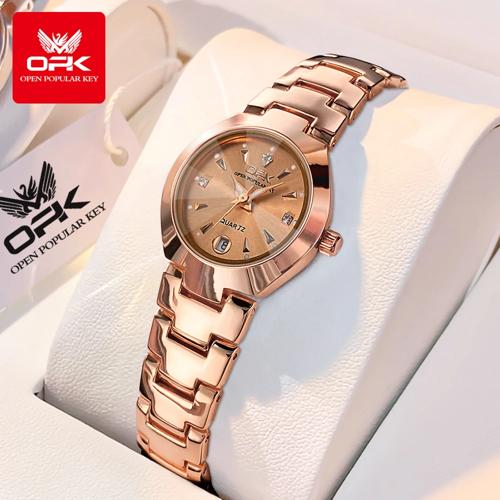OPK 8105 montres pour femmes de luxe Original en acier inoxydable étanche lumineux dames montre à Quartz à la mode Zircon échelle Date