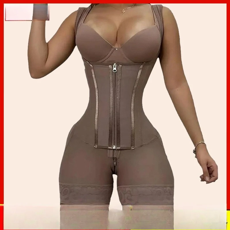 

Plus Size Strong Tummy Control Shapewear - Mesh Bodysuit with Zipper & Open Crotch - Enhanced Waist Slimming Outfit