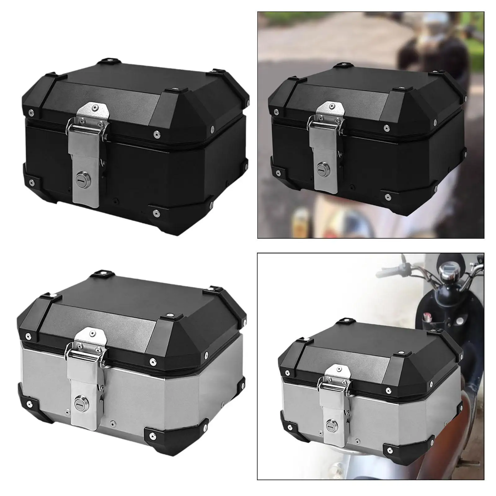 

Generic Motorcycle Top Case 10L Universal Aluminum Alloy Storage Trunk for Electric Bike Scooter Riding Equipment Motorbike