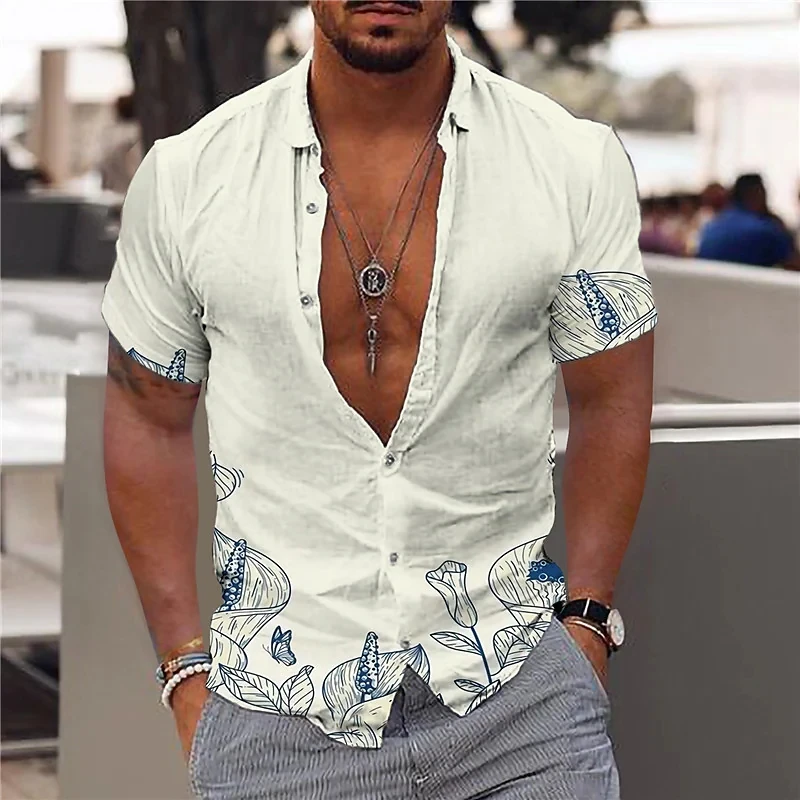 Zomer Hawaiiaanse Kokospalm 3d Print Shirts Mannen Mode Shirt Casual Vintage Streetwear Shirt Met Korte Mouwen Blouse Man Kleding