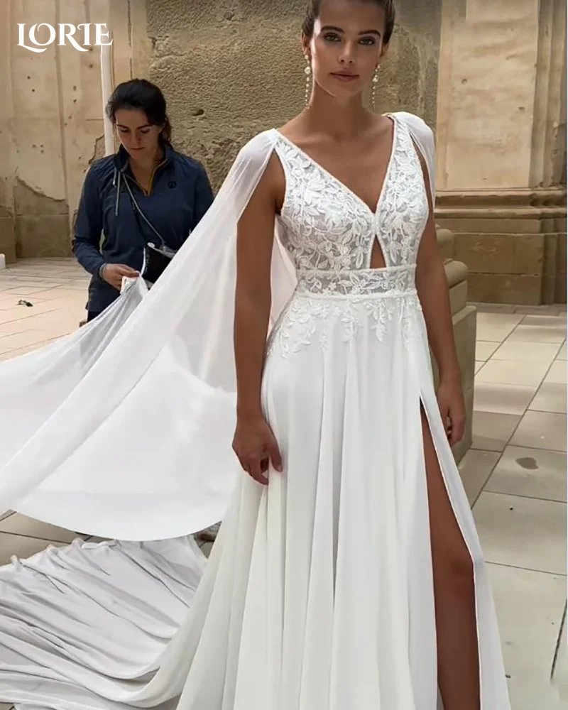 

LORIE Off Shoulder Boho Wedding Dress Pleats Lace A-Line Sweetheart Ruffle Beach Bride Gown Customized Plus Size Bride Dress 202