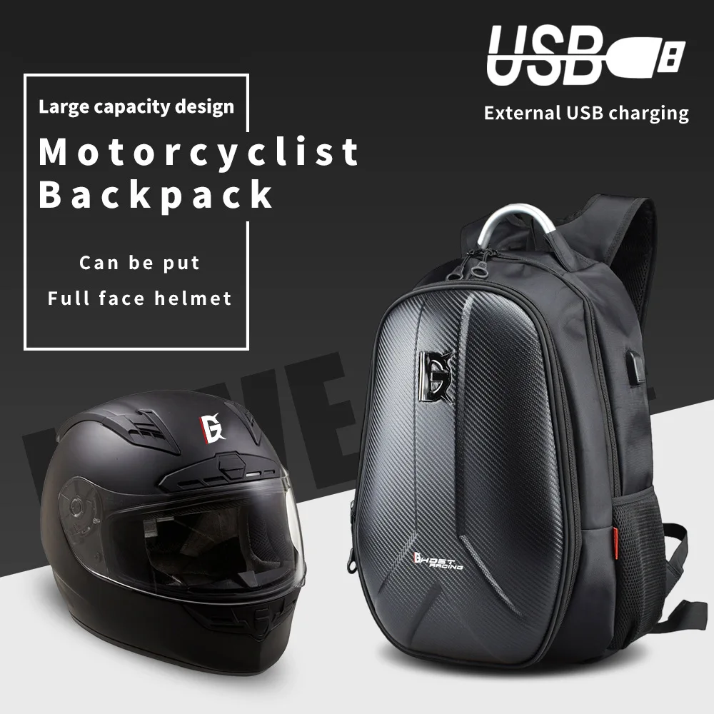 

New motorcycle backpack, unisex, large capacity, with a hard-shell helmet compartment, suitable for casual riding, traveling and