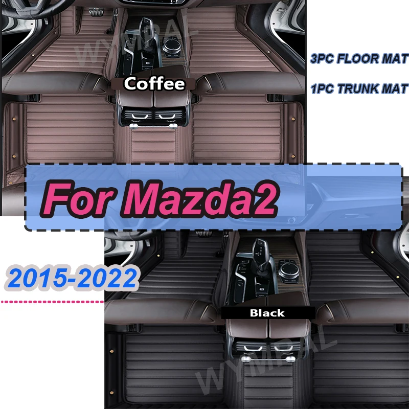 

LUXURY Car Floor Mats For Mazda2 Mazda 2 Demio Toyota Yaris R DJ DL 2015~2022 Leather Mat Rugs Carpets Interior Car Accessories