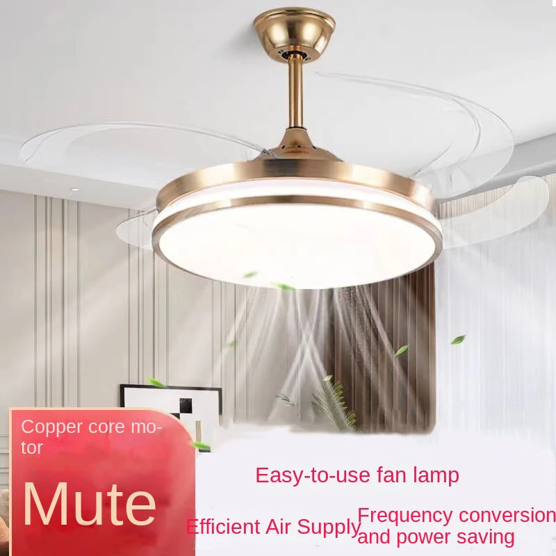 

Fan Lamp Invisible Ceiling Ceiling Fan Lights Living Room Dining Room Bedroom Led Simple Power Saving Frequency Conversion Remot