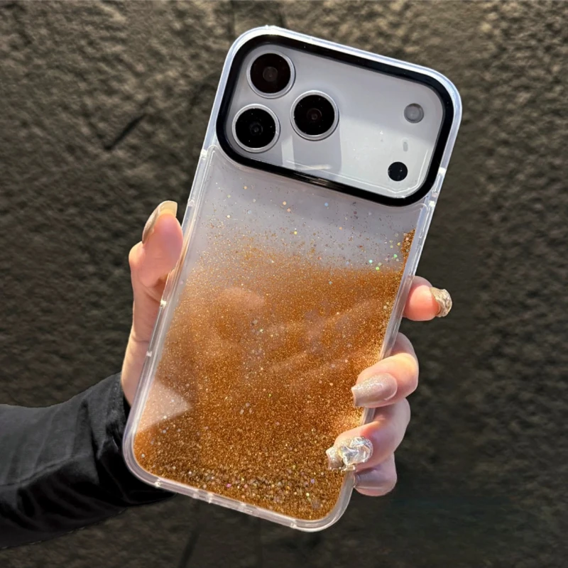 Silicone Liquid Case - Gold Dynamic Quicksand Liquid Cover for