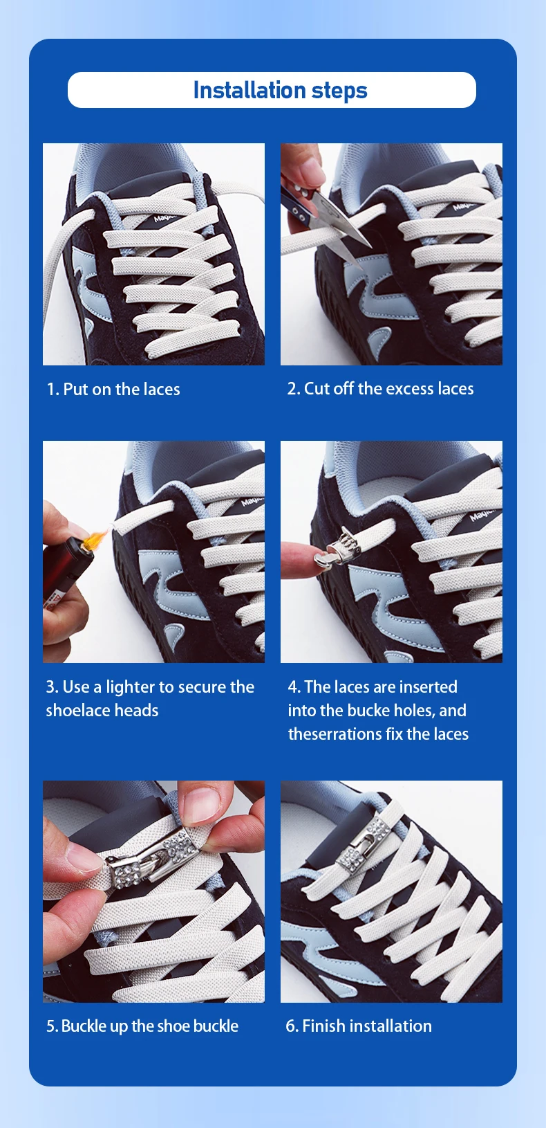 Neue Diamant-Schnürsenkel ohne Binden, elastische Schnürsenkel für Sneaker, Schnürsenkel ohne Binden für Kinder und Erwachsene, Schuhzubehör – Detail 6