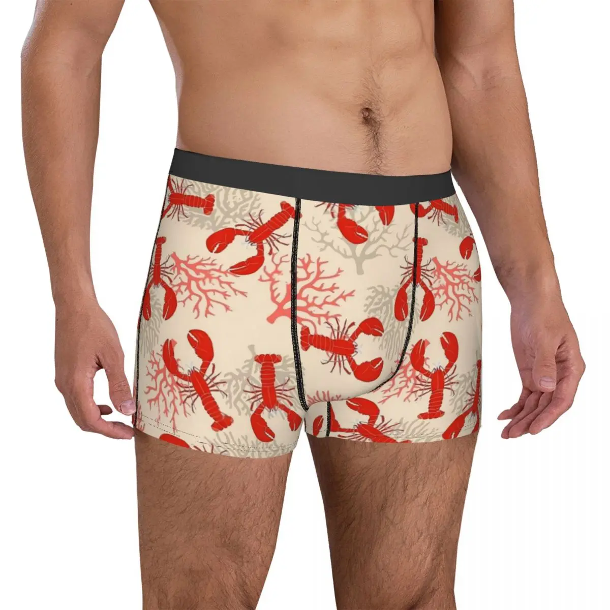 Red Lobsters Underwear Coastal Coral Pouch Hot Boxershorts Customs Shorts Briefs Comfortable Male Panties Big Size