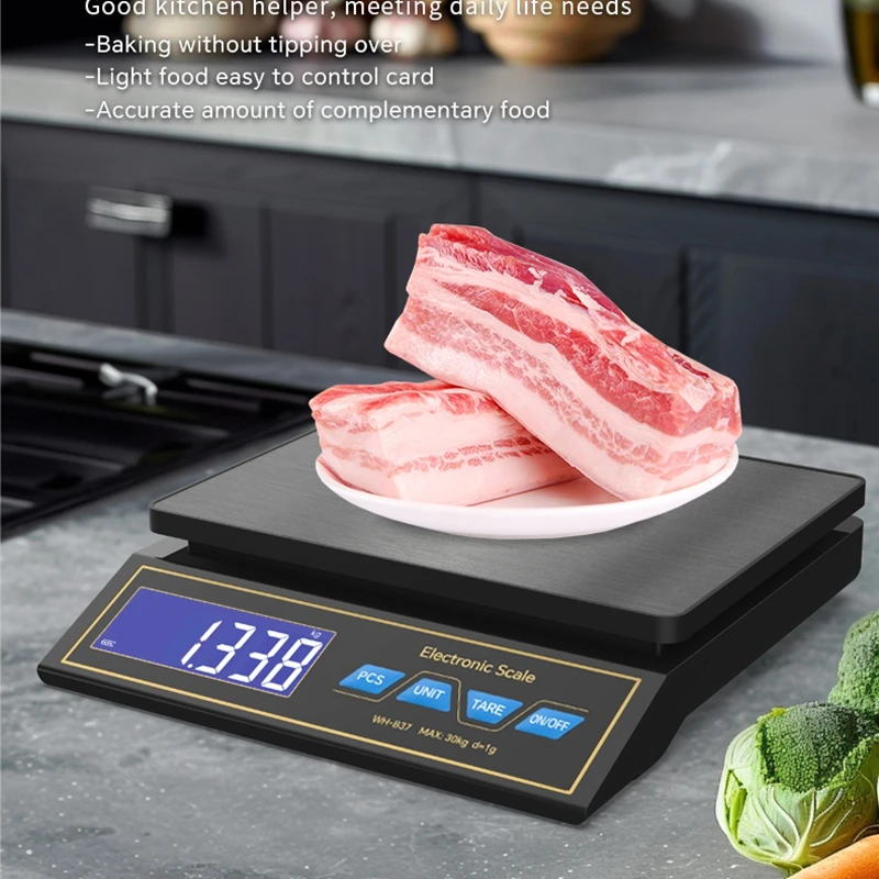 

WeiHeng 30kgx1g Digital Bench Scales LCD Display Electronic Weight Balance Kitchen Baking Food USB Charge Counting Scale Backlit