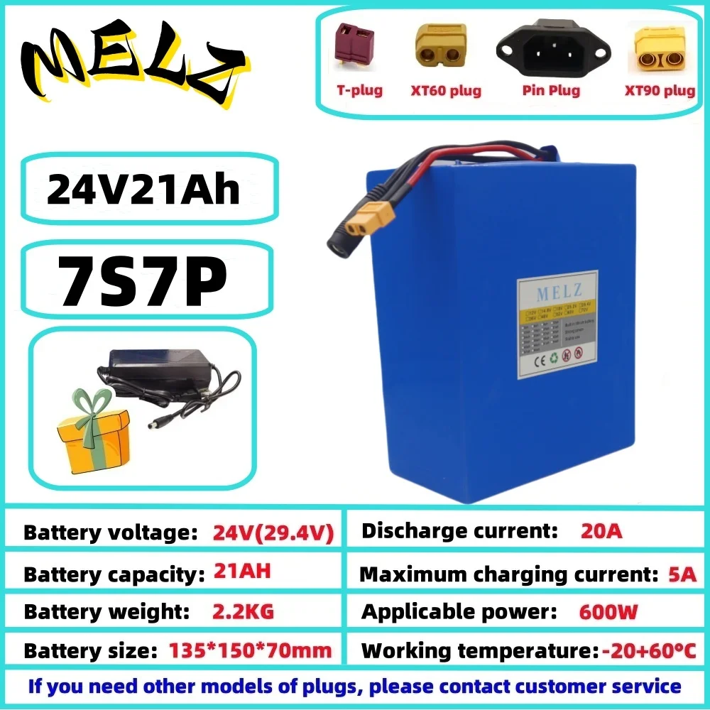 Ekspresowa poczta lotnicza akumulator litowy o dużej pojemności 24v21ah o dużej mocy 18650-7s7p29.4v mobilny akumulator litowy z ładowarką